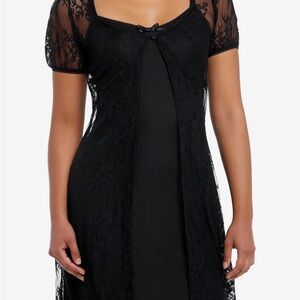 Hot Topic Black Lace open front Midi Dress